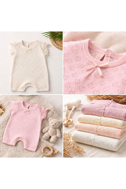 Murat Baby Kendinden Kalp Desenli Kısa Kollu Tulum