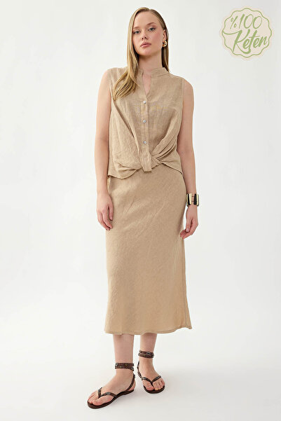 Vitrin تنورة ميدي 100% كتان تِكّة