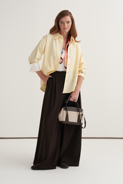 EBU Prive Cămașă de damă poplin cu manșete contrastante, culoare unt