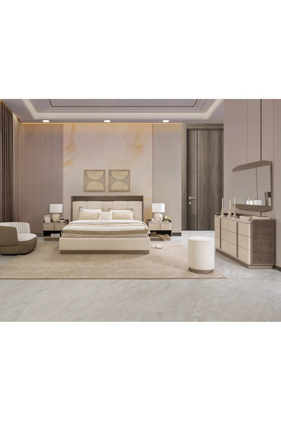 Midas Furniture طقم غرفة نوم كرافت، مقاس كينغ، بني.
