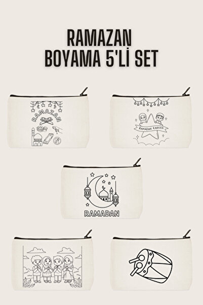 designedfy Ramazan Boyama Çantası 5'li Set, Makyaj Çantası