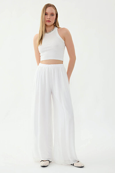 Vitrin Elastic Waist Lined Silk Trousers