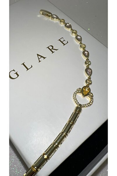 GLARE JEWELRY CO سوار ذهبي فاخر من الفولاذ المقاوم للصدأ بتصميم على شكل قلب و...