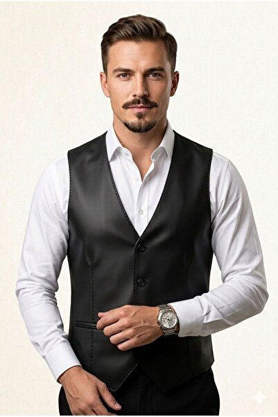 Plus Scorpion Men's faux Leather suit vest