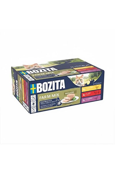Bozita Tahılsız Tavuklu, Sığır Etli ve Hindili Tahılsız Kedi Konservesi 12x85 gr