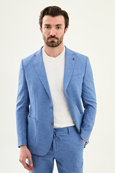 Mcr Kırçıllı Slim Fit Mono Collar Pocket Trousers Drawstring Men's Suit Indig...