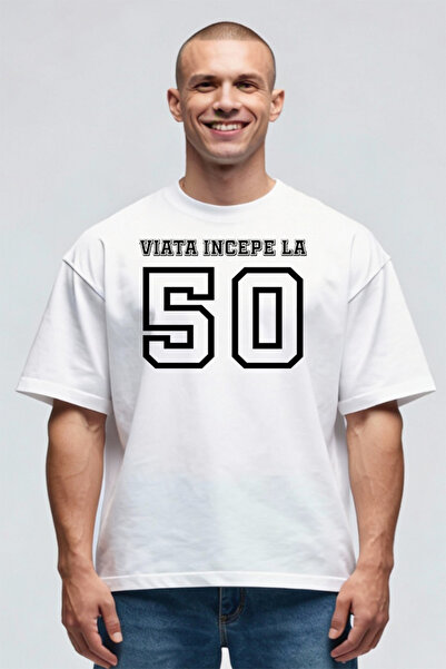 Printees Tricou Oversize - Viața începe la 50 de ani
