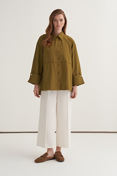 EBU Prive Women's Oversized Cufflink Shirt Fat Green