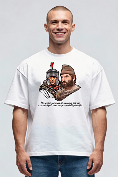 Printees Tricou Oversize - Citat Iorga despre istorie