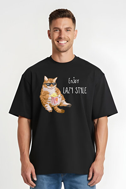 Printees Tricou Oversize - Only Enjoy Lazy