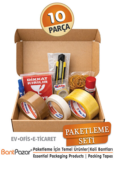 BantPazar 45x100 Koli Bandı-Paketleme Seti-10 Parça Full Set-Ofis Ev Okul Kır...