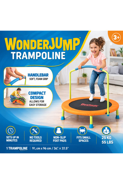 Toyska Mini Çocuk Trambolini – Tutma Kollu Güvenli Zıplama Trambolini 91CM x ...