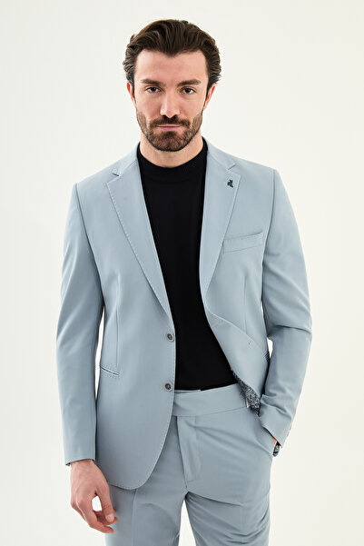 Mcr بنطلون مونو ياكا قصة ضيقة مستقيم حزام بإبزيم بدلة رجالية باللون الأزرق - ...