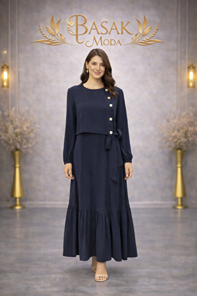 BAŞAK MK MODA DÜĞME DETAYLI ELBİSE