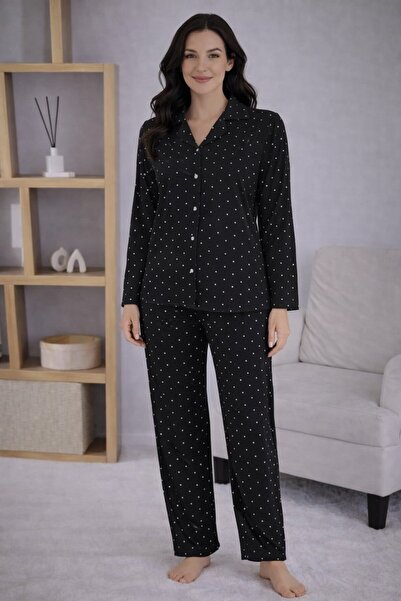 Pemilo Women's 7119 Buttoned Long Sleeve Pajama Set