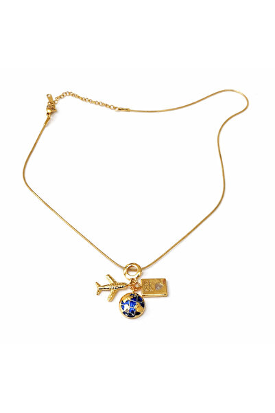 Shiny Jewellery Uçak Dünya Charm Kolye Şık Tasarım Paslanmaz Çelik Kalite Üst...