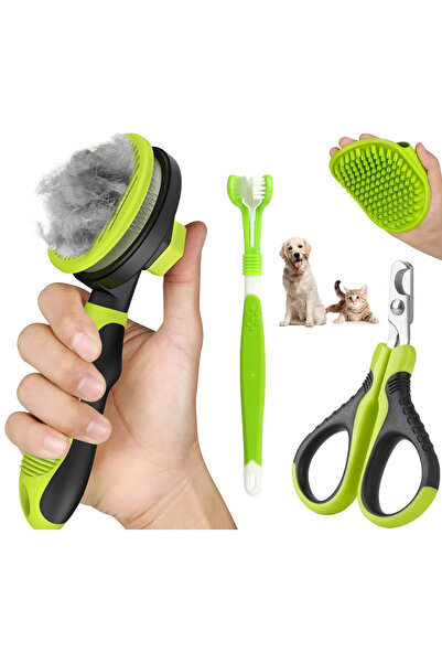 ZenAI Комплект 4 в 1 за грижа за кучета и котки, Zenai®, четки за козина, ван...