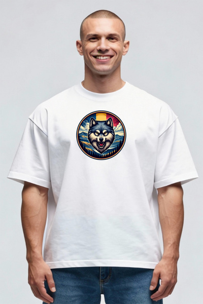 Printees Tricou Oversize - Lup Tricolor