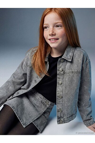 LC Waikiki LCW Kids Taş İşlemeli Kız Çocuk Jean Şort Etek