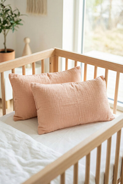 HAMUR Muslin 2-Piece Baby Kids Pillowcase 100% Cotton 35X45 cm Cover Set Salmon