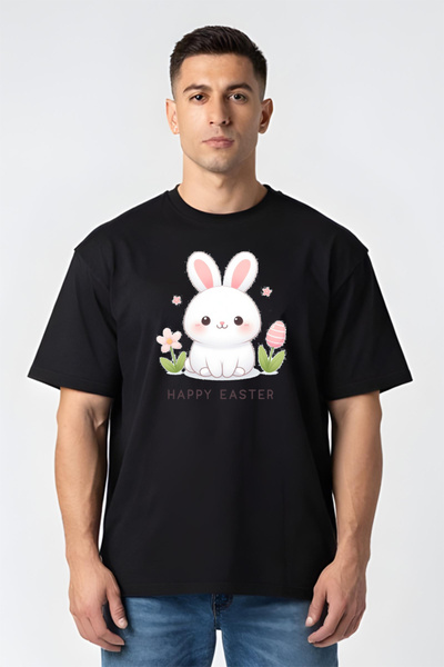 Printees Tricou Oversize - Iepuraș de Paște