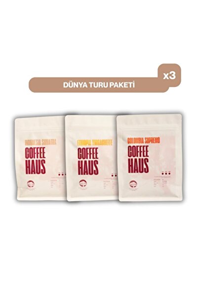 COFFEE HAUS Dünya Turu Paketi Çekirdek - Öğütülmüş Kahve (3x250gr)