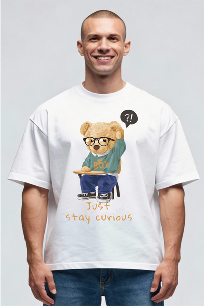 Printees Tricou Oversize - Stay Courios Taddy Bear