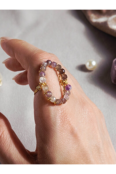 Medusa Accessories Amethyst Stone Detailed Handcrafted Bohemian Copper Ring