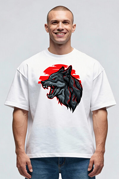 Printees Tricou Oversize - Lup la Apus