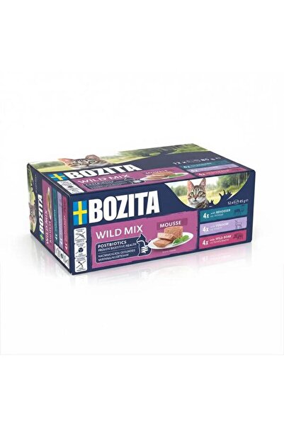 Bozita Tahılsız Yaban Karışımı Ren Geyiği ve Yaban Domuzlu Tahılsız Kedi Konservesi 12x85 gr