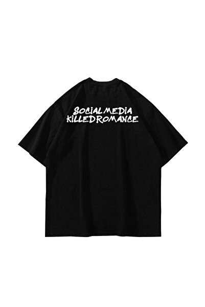 Sekizbiraltı Killed Romance Printed Oversized Unisex Black Tshirt