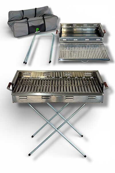pratikoutdoor Paslanmaz Çelikten Katlanır Ayaklı ve 3 Kademeli Mangal 80x40x7...