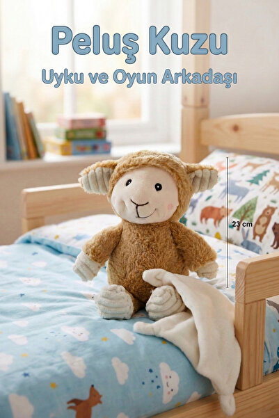 craftivio Sevimli Peluş Kuzu Uyku Arkadaşı - 23 cm Yumuşak Bebek Ve Çocuk Oyu...