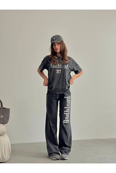 DAME Γυναικείο Σετ Φόρμας oversized με Λεπτομέρεια Εκτύπωσης στο Πίσω και Μπρ...