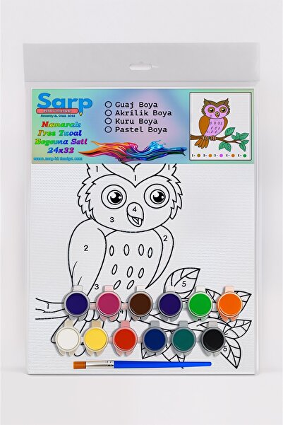 Sarp Pres Tuval Set 24 X 32 cm Numaralı - baykuş desenli