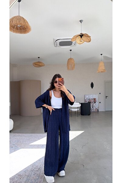 Buket Teke Set de jachete bleumarin texturat