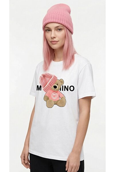 NİCE Women's Oversized T-Shirt Bear Printed – Crew Neck, 100% Cotton Compact ...