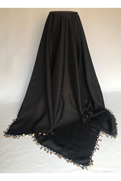 ALLURİNG THE BETTER ONE Pullu Tığ Oyası Siyah Tülbent Eşarp Yazma Başörtüsü N...