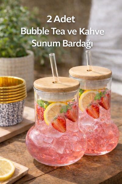 GLAVERA 2 Adet Borosilikat Bombeli Soğuk Kahve ve Sunum Bardağı