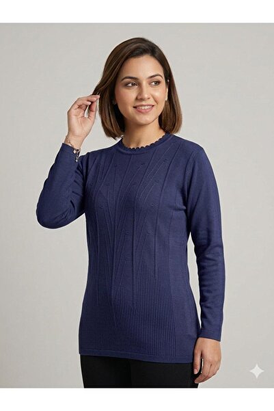 F&D Tekstil Women's Knitwear Stretch Fabric Transitional Crew Neck Mother's S...