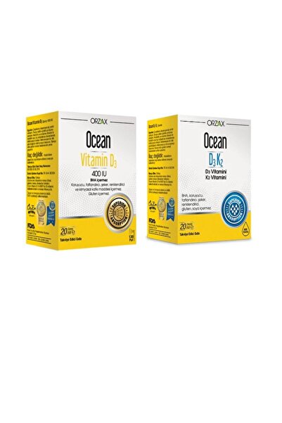 Ocean Vitamin D3 400 Iu Sprey 20ml +d3 K2 Vitamin Damla 20 Ml