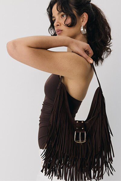 Stradivarius Püsküllü tokalı omuz çantası