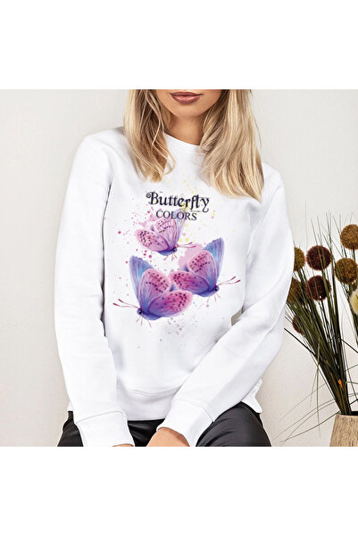 Kartier White Butterfly Colors Women's Blouse