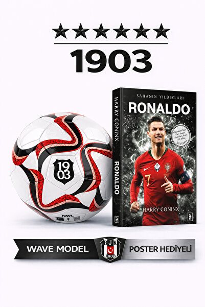 Beşiktaş Wave Model Futbol Topu 1903 No:5 + Ronaldo Kitabı Poster Hediyeli Set