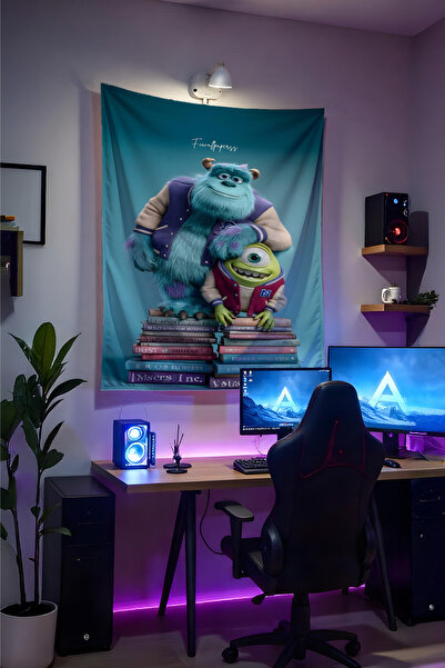 Halura Sevimli Canavarlar Animasyon Duvar Örtüsü– Kaliteli Kumaş, Gamer Oda D...