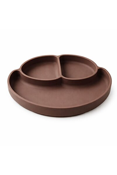 ela777 Vacuum Base Silicone Food Plate - Brown