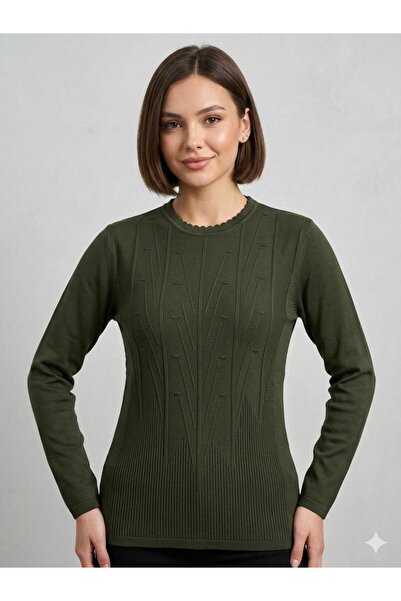 F&D Tekstil Women's Knitwear Stretch Fabric Transitional Crew Neck Mother's S...