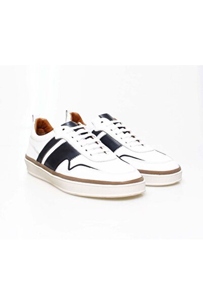 FRANCO CALVANI White-Lacquered Color Laced Genuine Leather Leather Kek Shoes