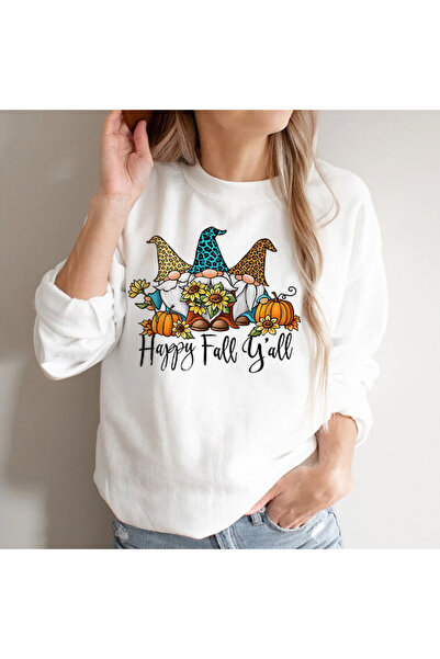 Kartier White Women's Blouse Happy Fall Y'all