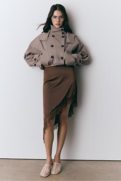 Stradivarius Asimetrik saten etek